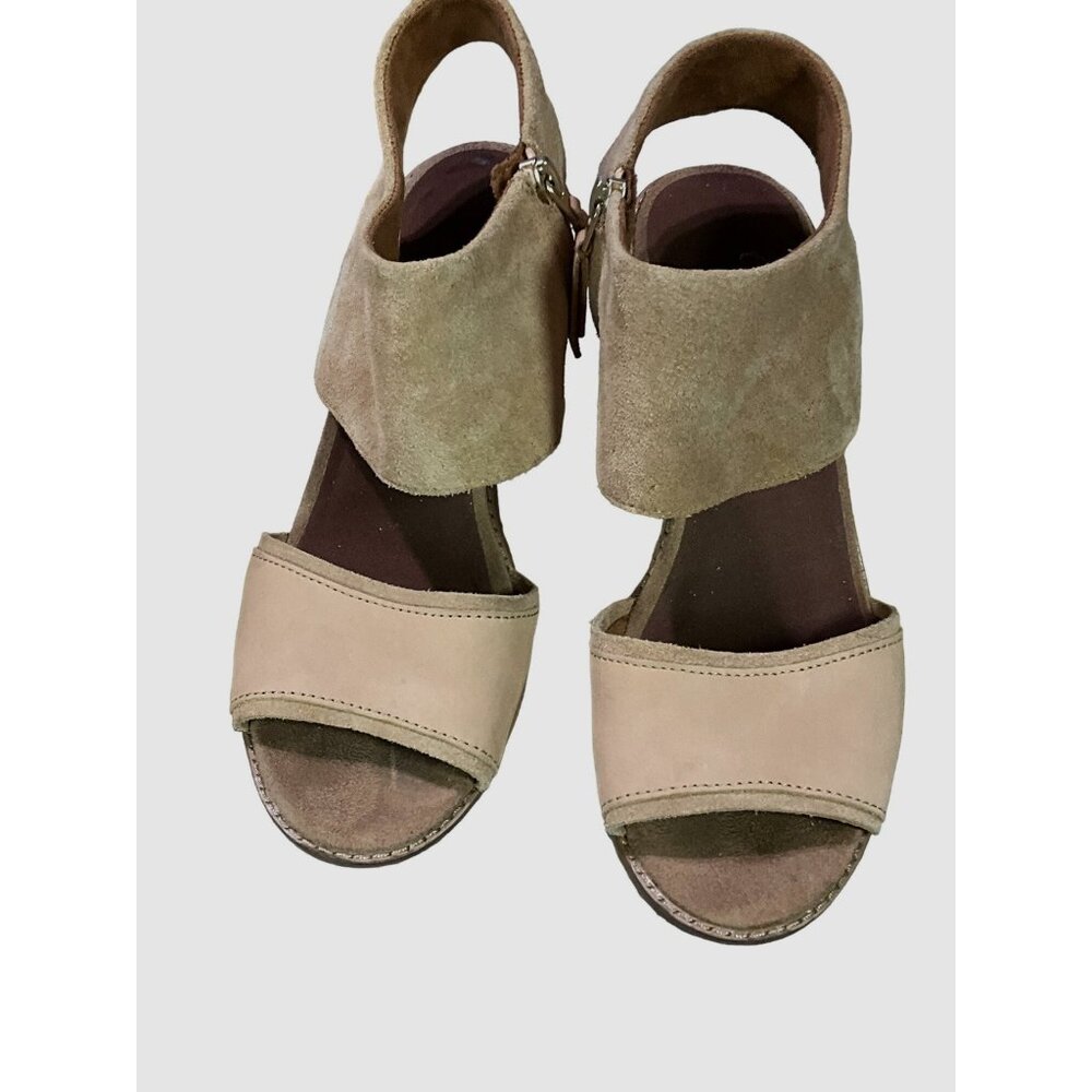 Toms Majorca Suede Block‎ Sandals Honey Oiled Nubuck Women's Size 10